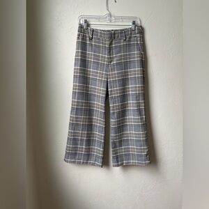 Banana Republic Slim Wide Leg Cropped Pants Gray And Yellow Plaid Size 6P
